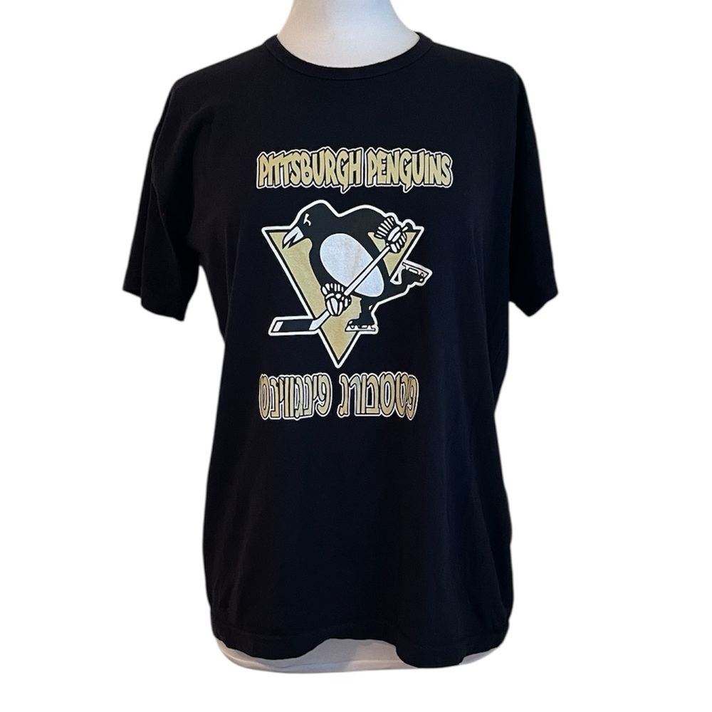Vintage Pittsburgh Penguins Black T-Shirt Large 80's